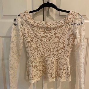 BCBG CREAM PEPLUM TOP
